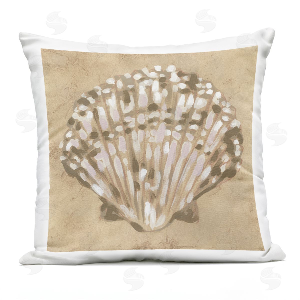 June Erica Vess Earthtone Clam Shell Plush Polyester Art Print Pillow
