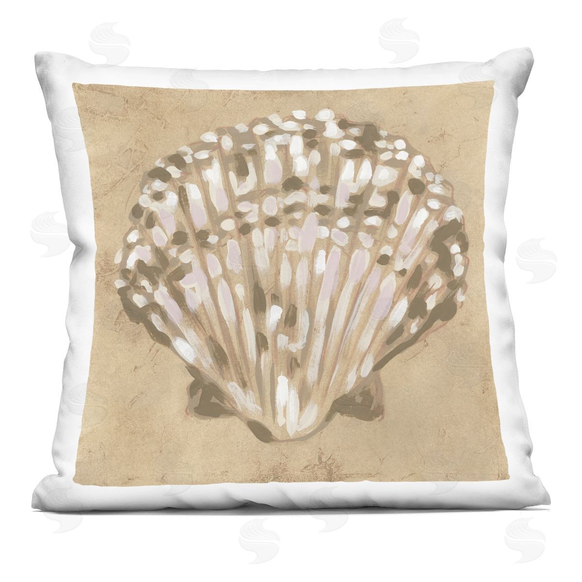June Erica Vess Earthtone Clam Shell Plush Polyester Art Print Pillow