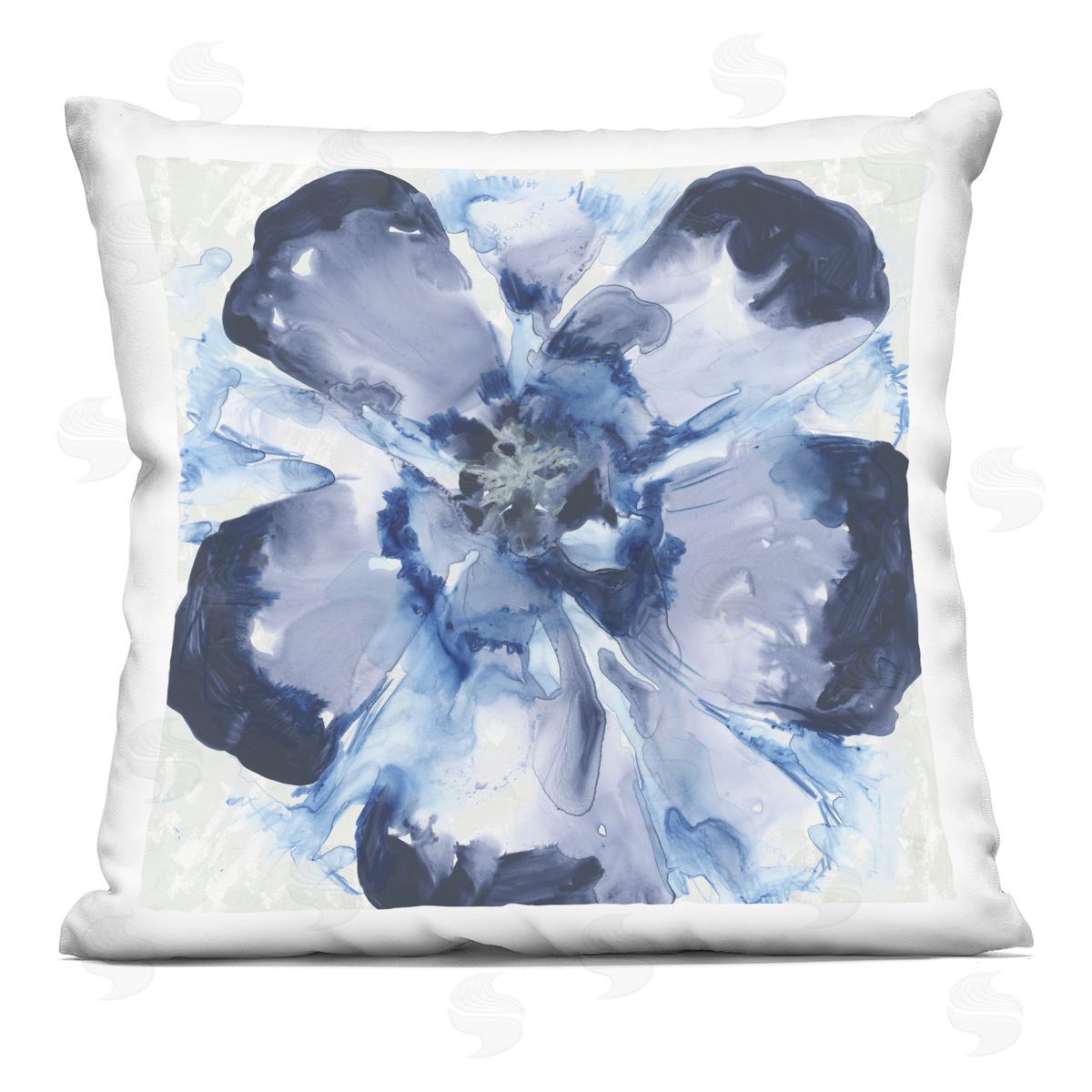 June Erica Vess Blue Glass Bloom Plush Polyester Art Print Pillow