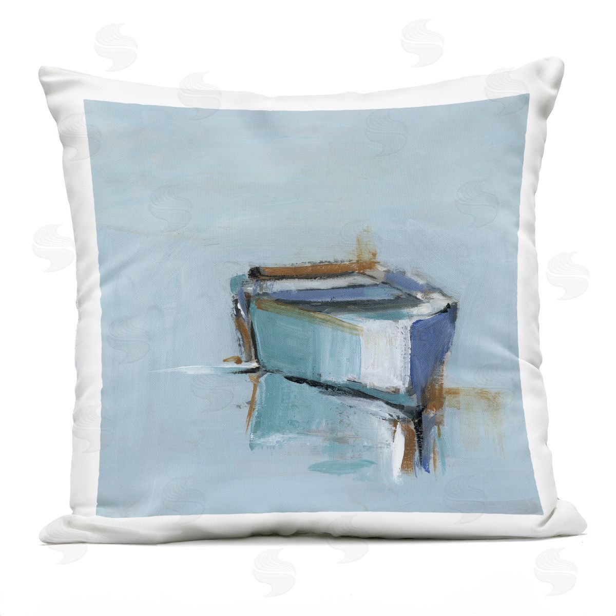Ethan Harper Calm Water Reflection Boat Plush Polyester Art Print Pillow