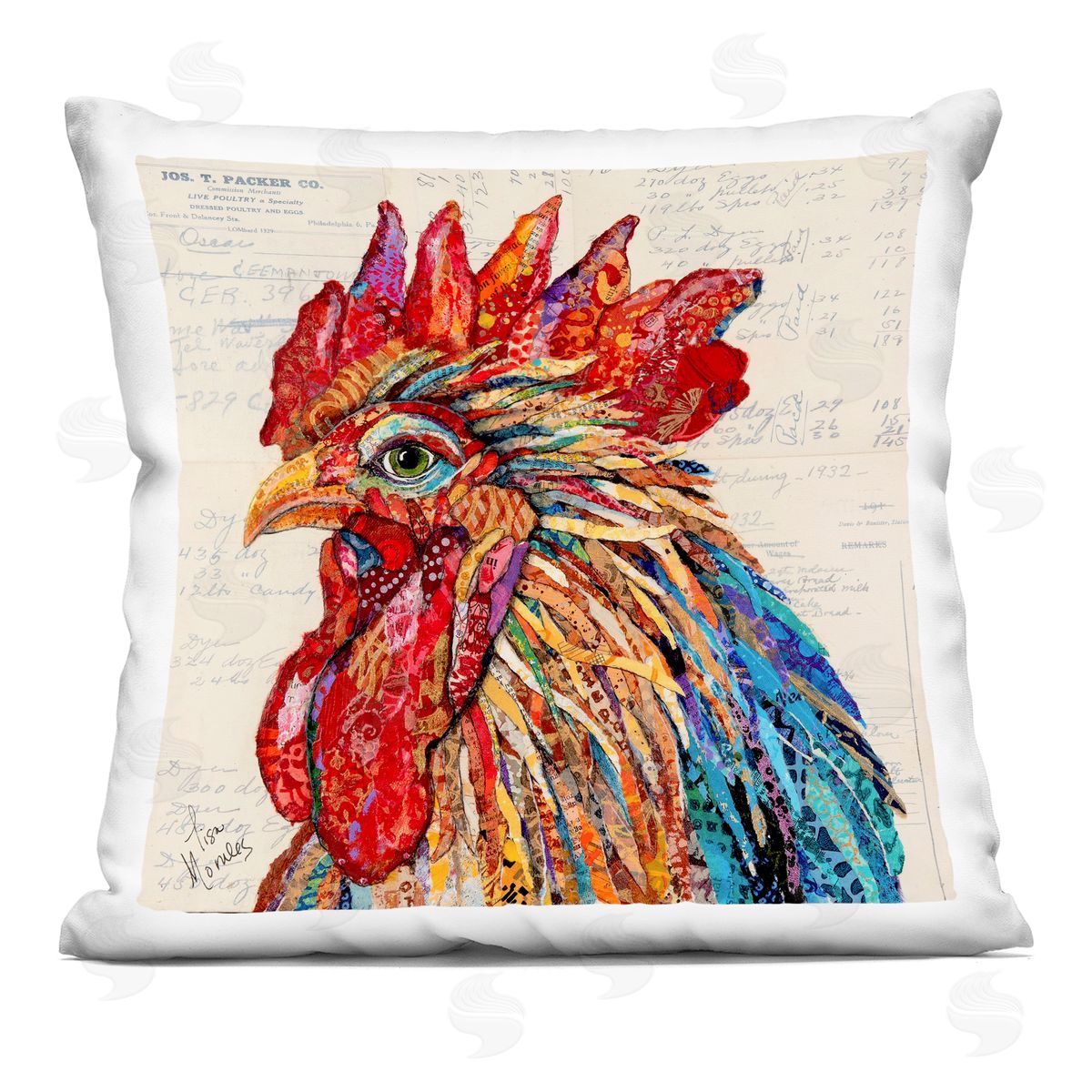 Lisa Morales Bold Patterned Rooster Plush Polyester Art Print Pillow