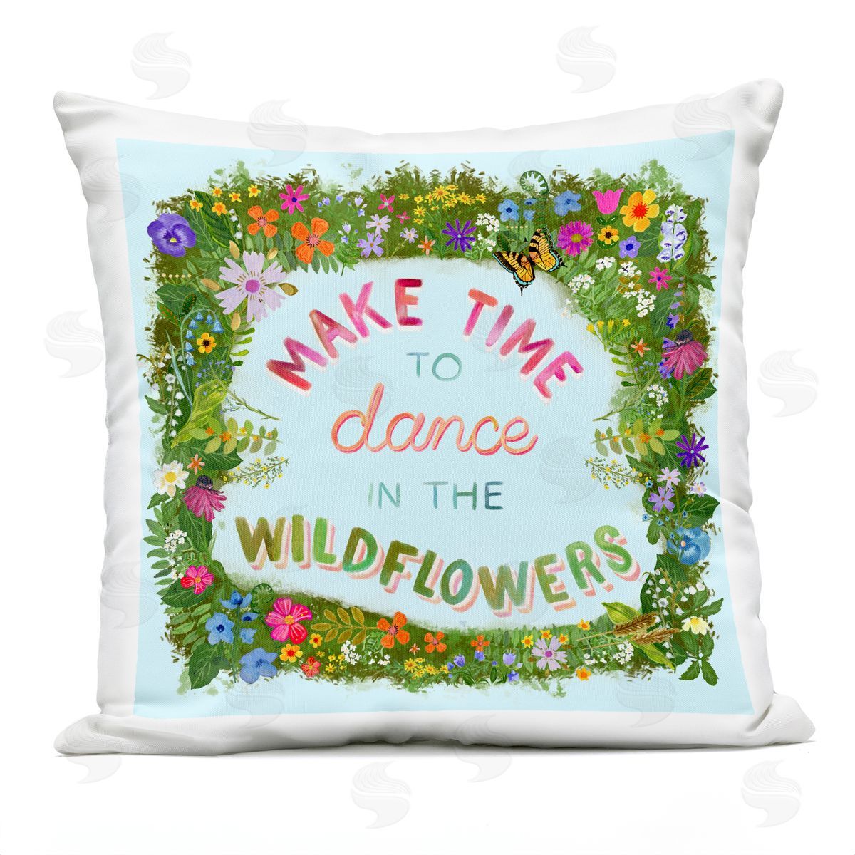 Glad You're Here Co. Make Time To Dance Wildflowers Plush Polyester Art Print Pillow
