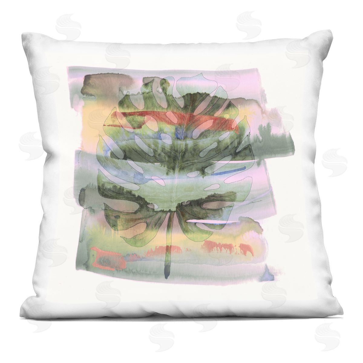 Susan Jill Tropical Dream Pastel Monstera Plush Polyester Art Print Pillow