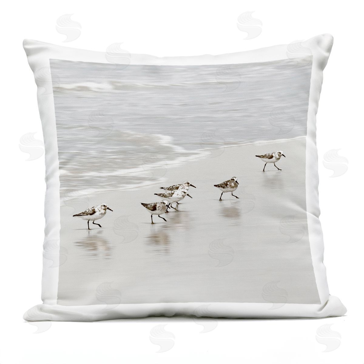 Natalie Carpentieri Scurrying Sandpiper Birds Plush Polyester Art Print Pillow