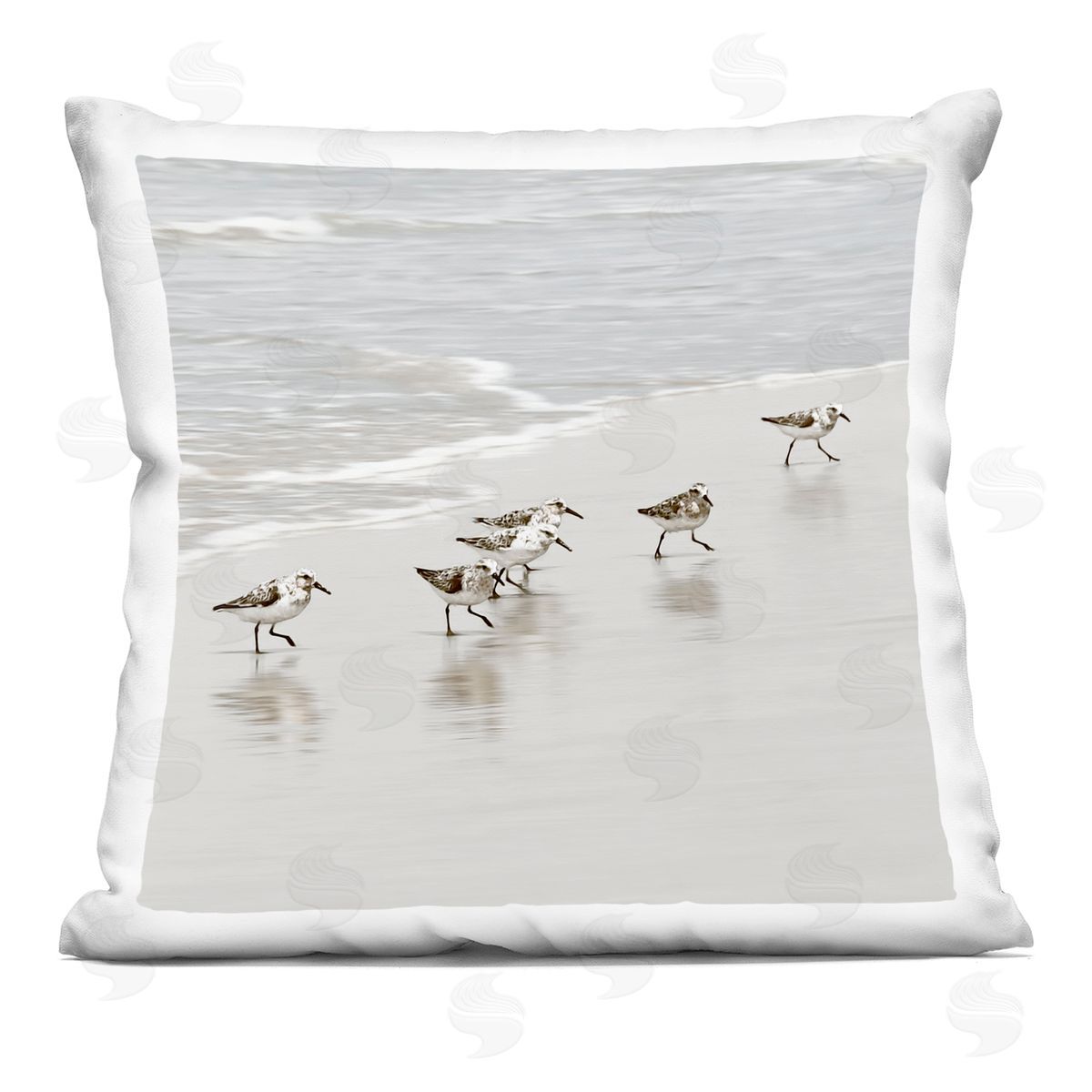 Natalie Carpentieri Scurrying Sandpiper Birds Plush Polyester Art Print Pillow