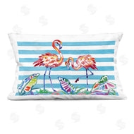 Paul Brent | Brushstroke Flamingos on Stripes