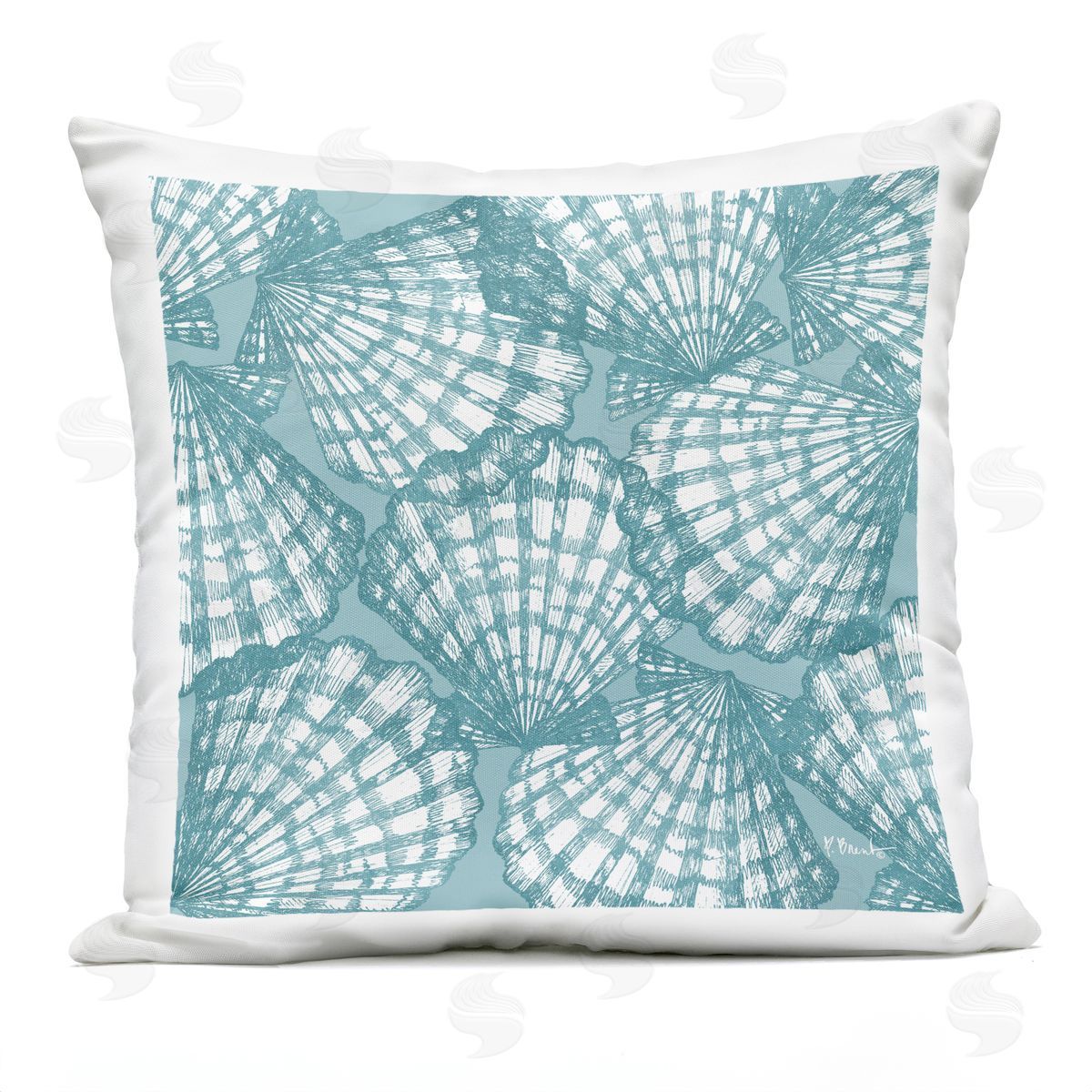 Paul Brent Tropez Striped Seashells Plush Polyester Art Print Pillow