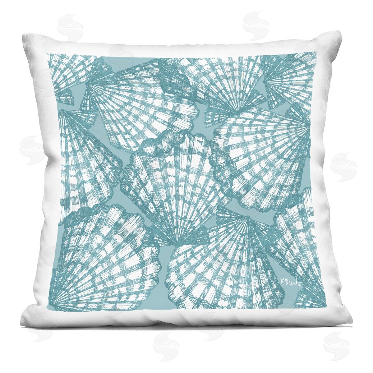 Paul Brent Tropez Striped Seashells Plush Polyester Art Print Pillow
