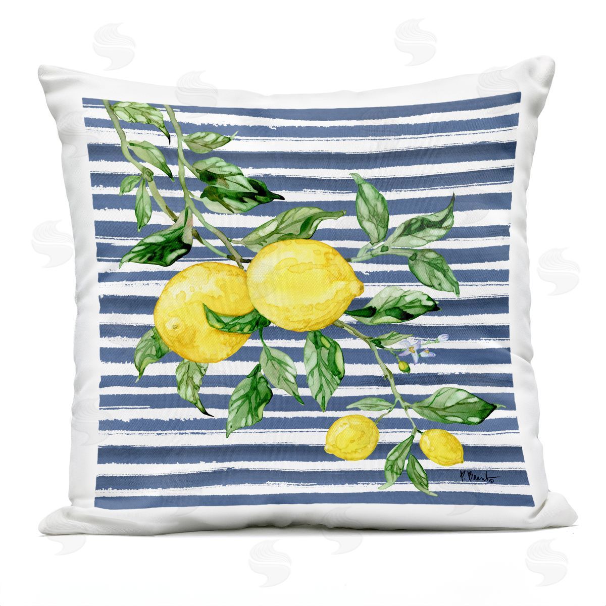Paul Brent Juicy Lemon Vine Plush Polyester Art Print Pillow
