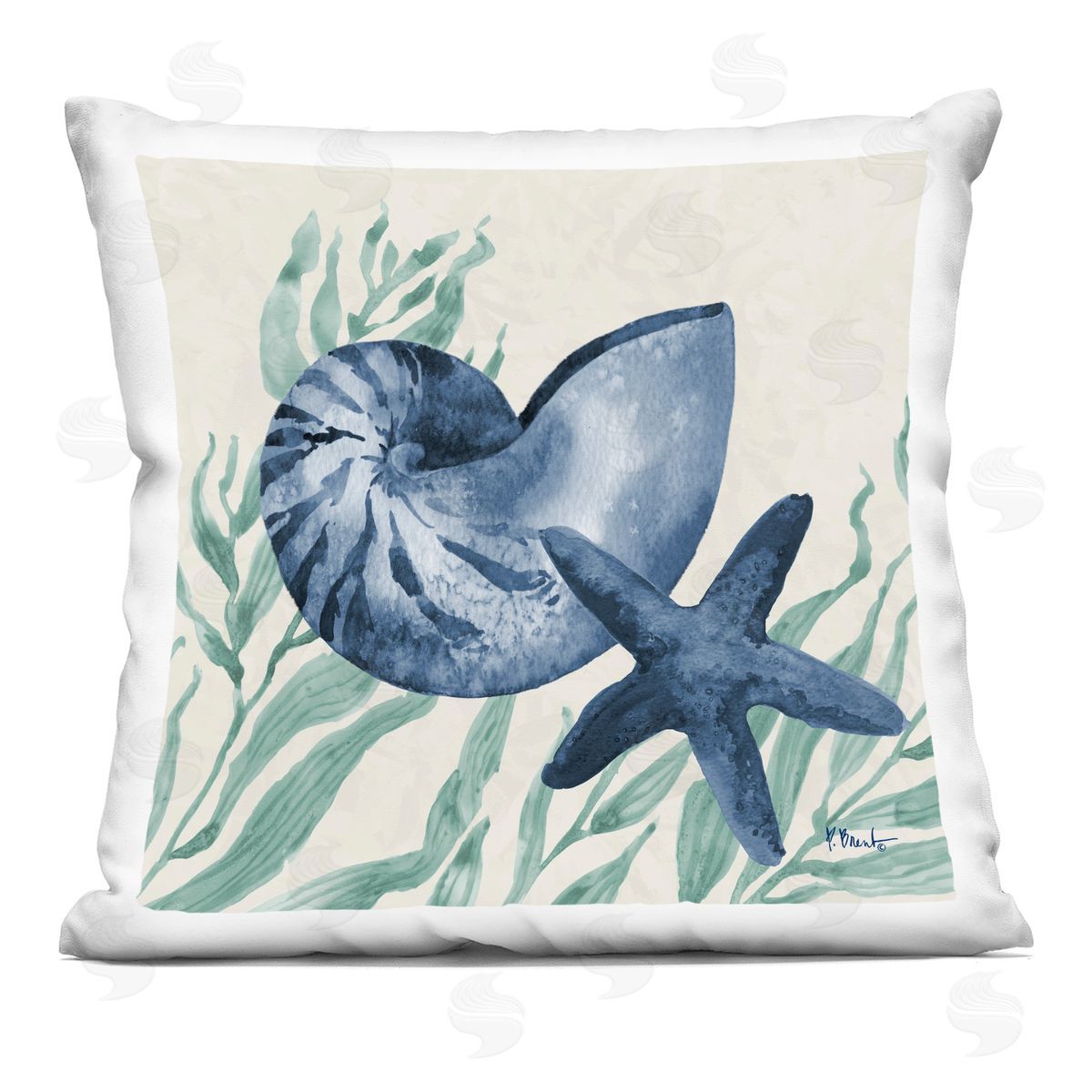 Paul Brent Nautical Tampico Shells Plush Polyester Art Print Pillow