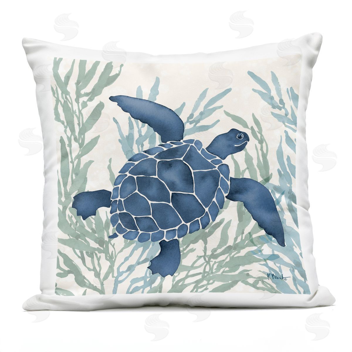 Paul Brent Radiant Sea Life Tortoise Plush Polyester Art Print Pillow