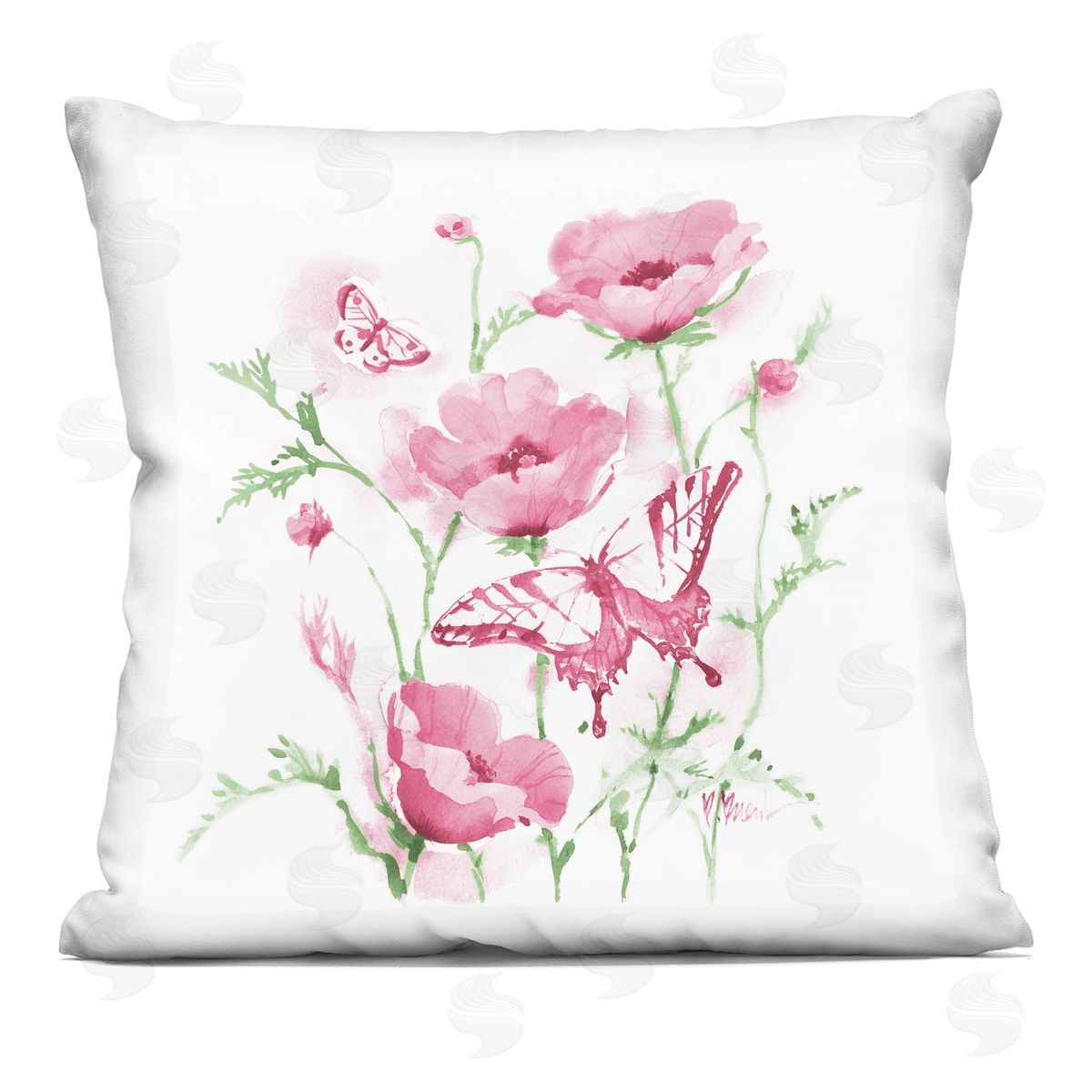 Paul Brent Pink Province Poppies Plush Polyester Art Print Pillow