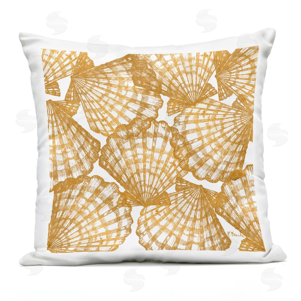 Paul Brent Gold Tropez Shells Plush Polyester Art Print Pillow