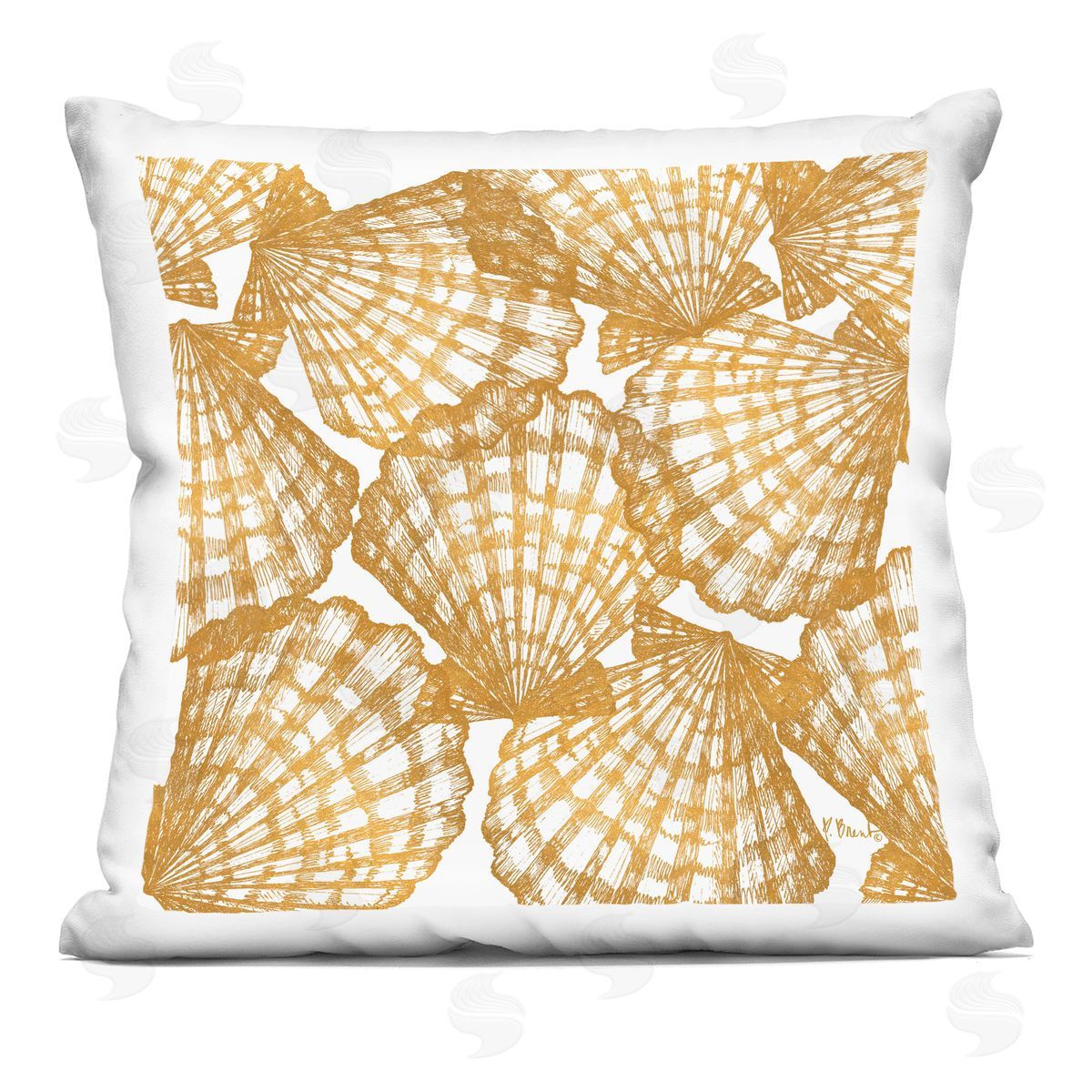 Paul Brent Gold Tropez Shells Plush Polyester Art Print Pillow