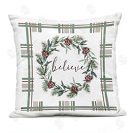 Elizabeth Tyndall | Believe Wreath on Green Plaid