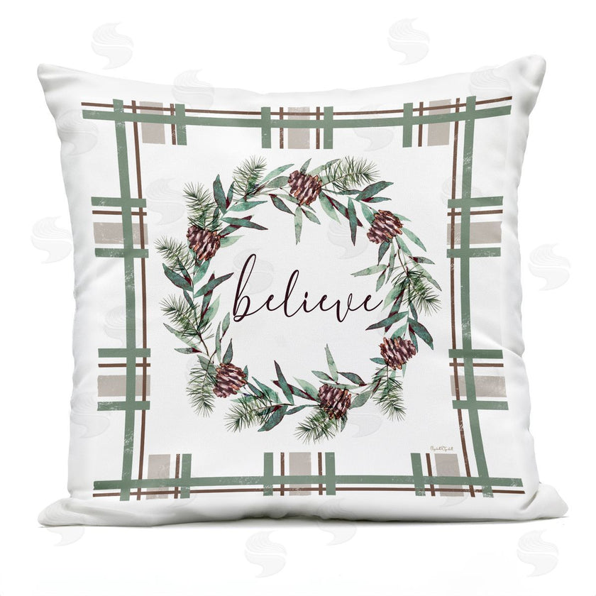 Elizabeth Tyndall | Believe Wreath on Green Plaid