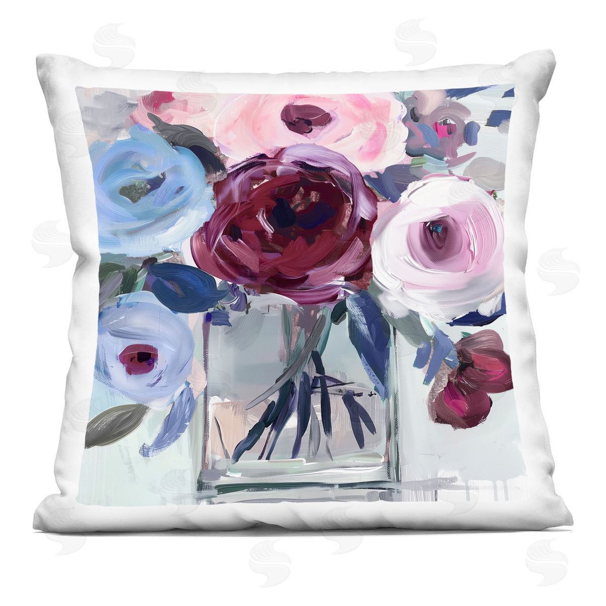 Annabelle Hall Wine & Wedgewood Bouquet Plush Polyester Art Print Pillow