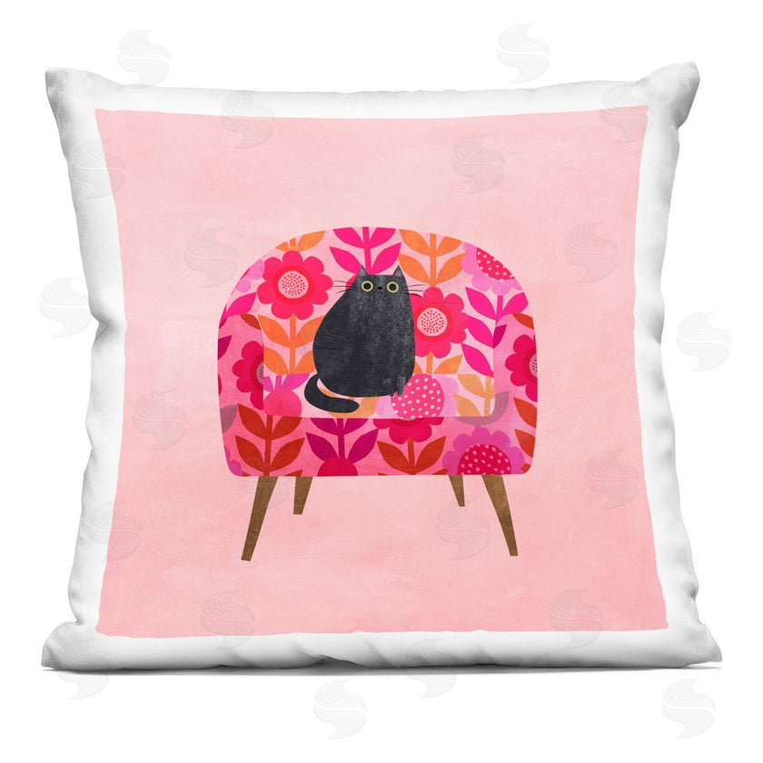 Planet Cat by Angie Rozelaar | Cat on Retro Floral Chair