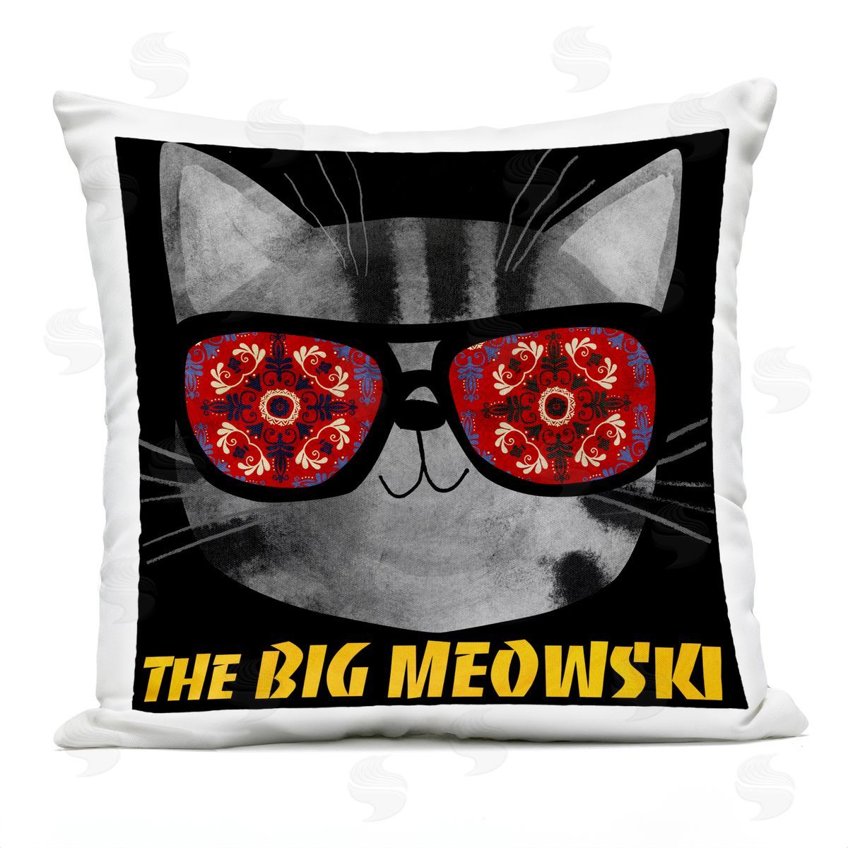 Planet Cat by Angie Rozelaar Big Meowski Movie Parody Plush Polyester Art Print Pillow