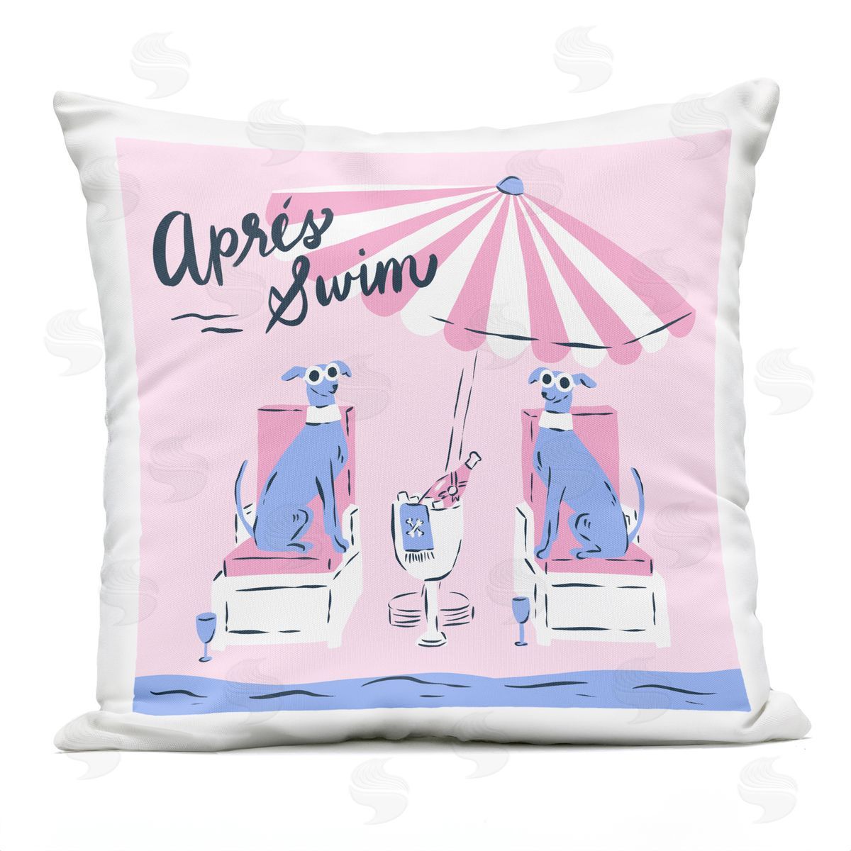 Krissy Mast Apres Swim Greyhounds Plush Polyester Art Print Pillow