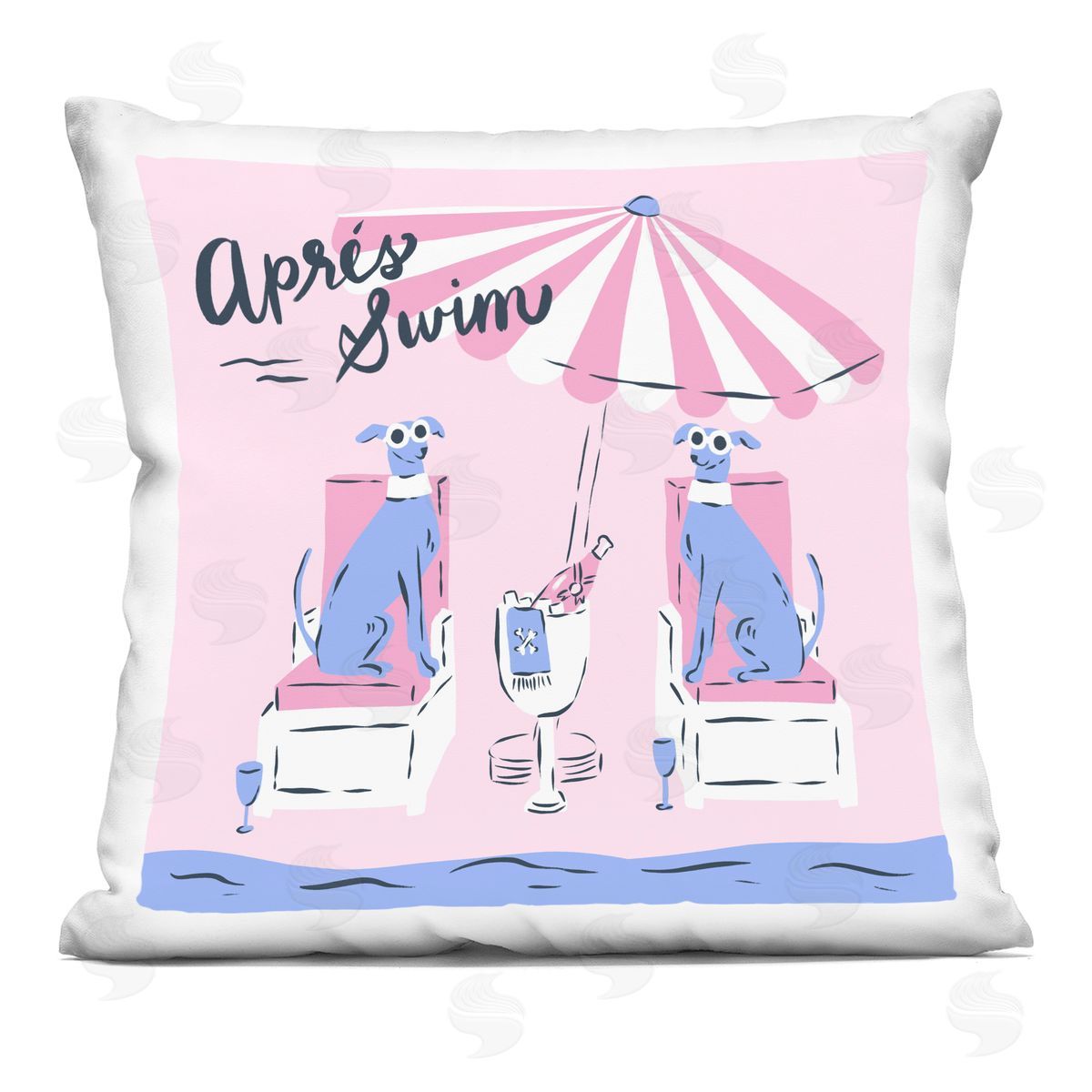 Krissy Mast Apres Swim Greyhounds Plush Polyester Art Print Pillow