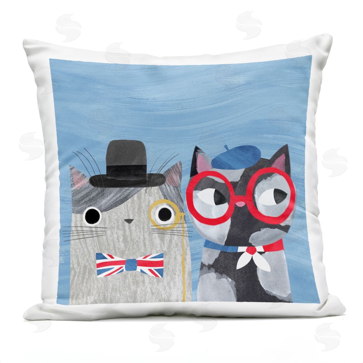 Planet Cat by Angie Rozelaar English & French Cats Plush Polyester Art Print Pillow