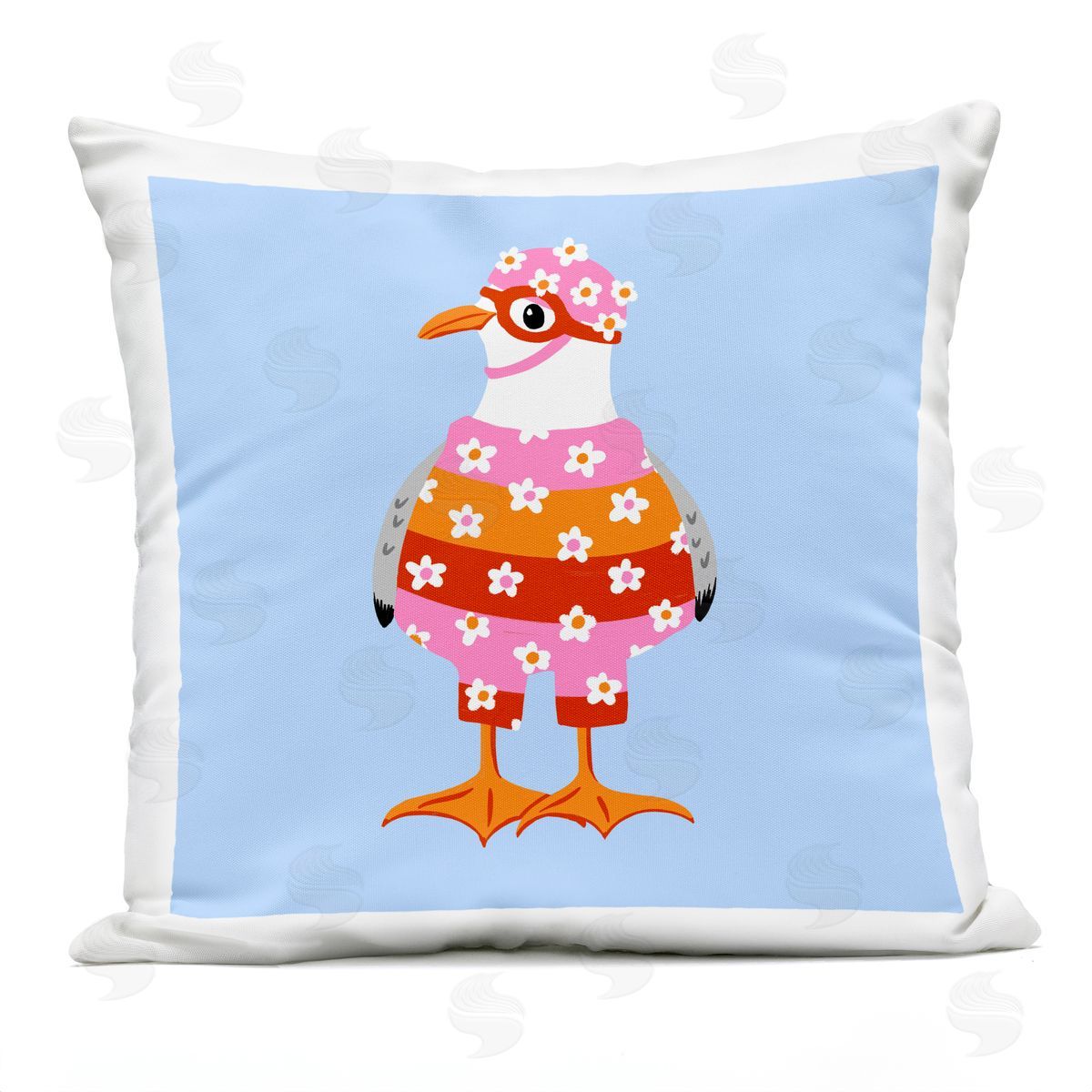 Bex Morley Design Sassy Seagull Wetsuit Plush Polyester Art Print Pillow