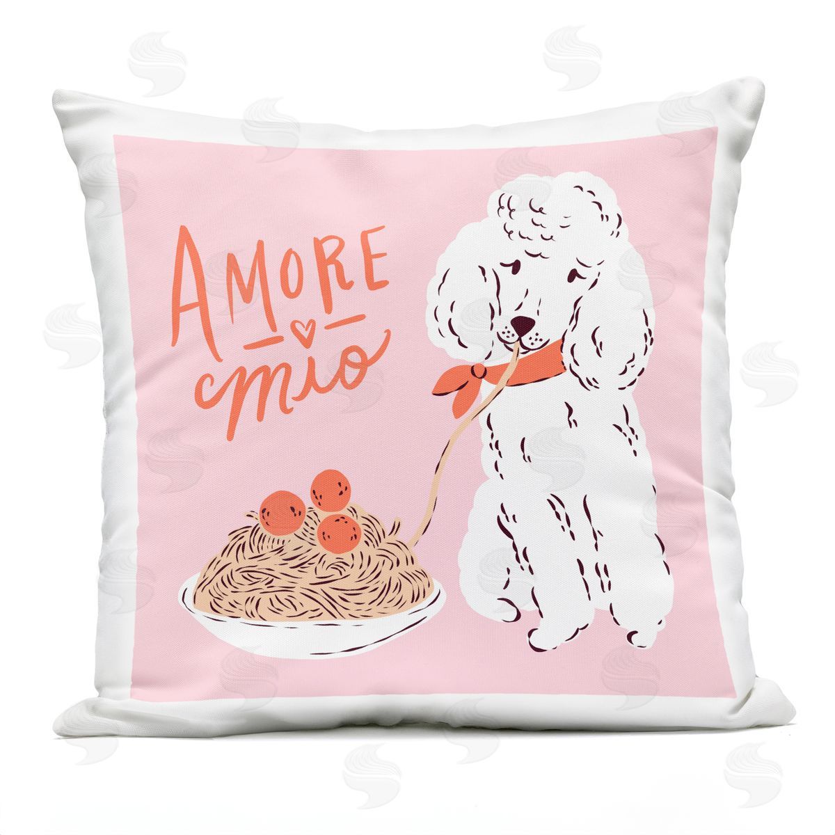 Krissy Mast Amore Mio Pasta Poodle Plush Polyester Art Print Pillow