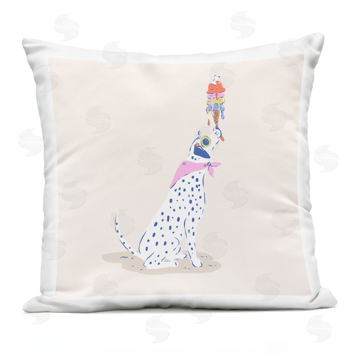Krissy Mast Dalmatian & Dripping Ice Cream Plush Polyester Art Print Pillow
