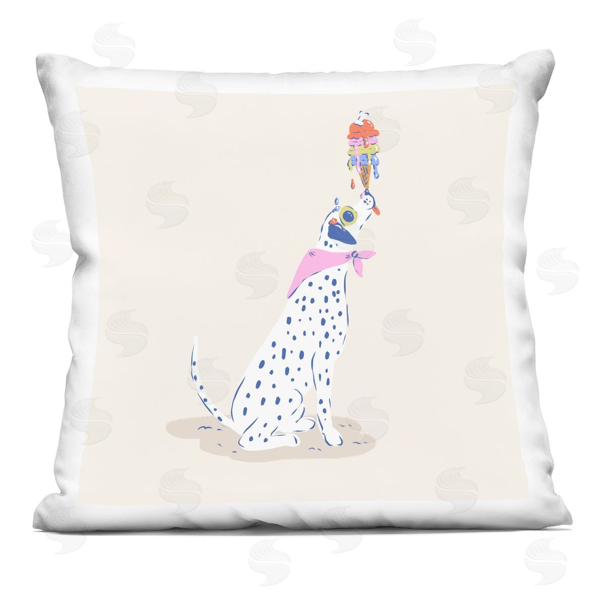 Krissy Mast Dalmatian & Dripping Ice Cream Plush Polyester Art Print Pillow