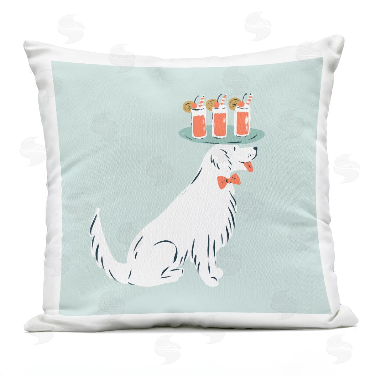 Krissy Mast Drink Tray Dog Server Plush Polyester Art Print Pillow