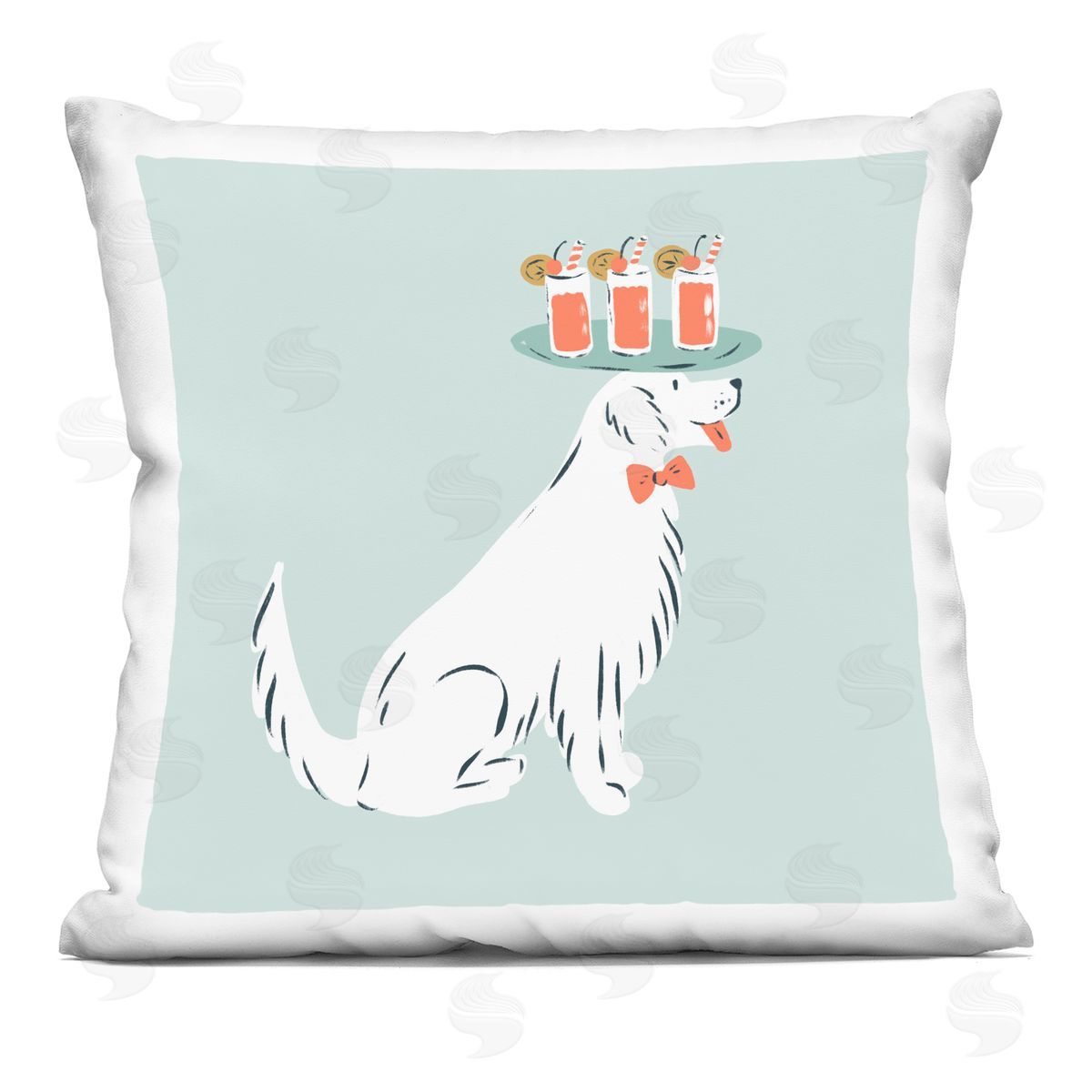 Krissy Mast Drink Tray Dog Server Plush Polyester Art Print Pillow