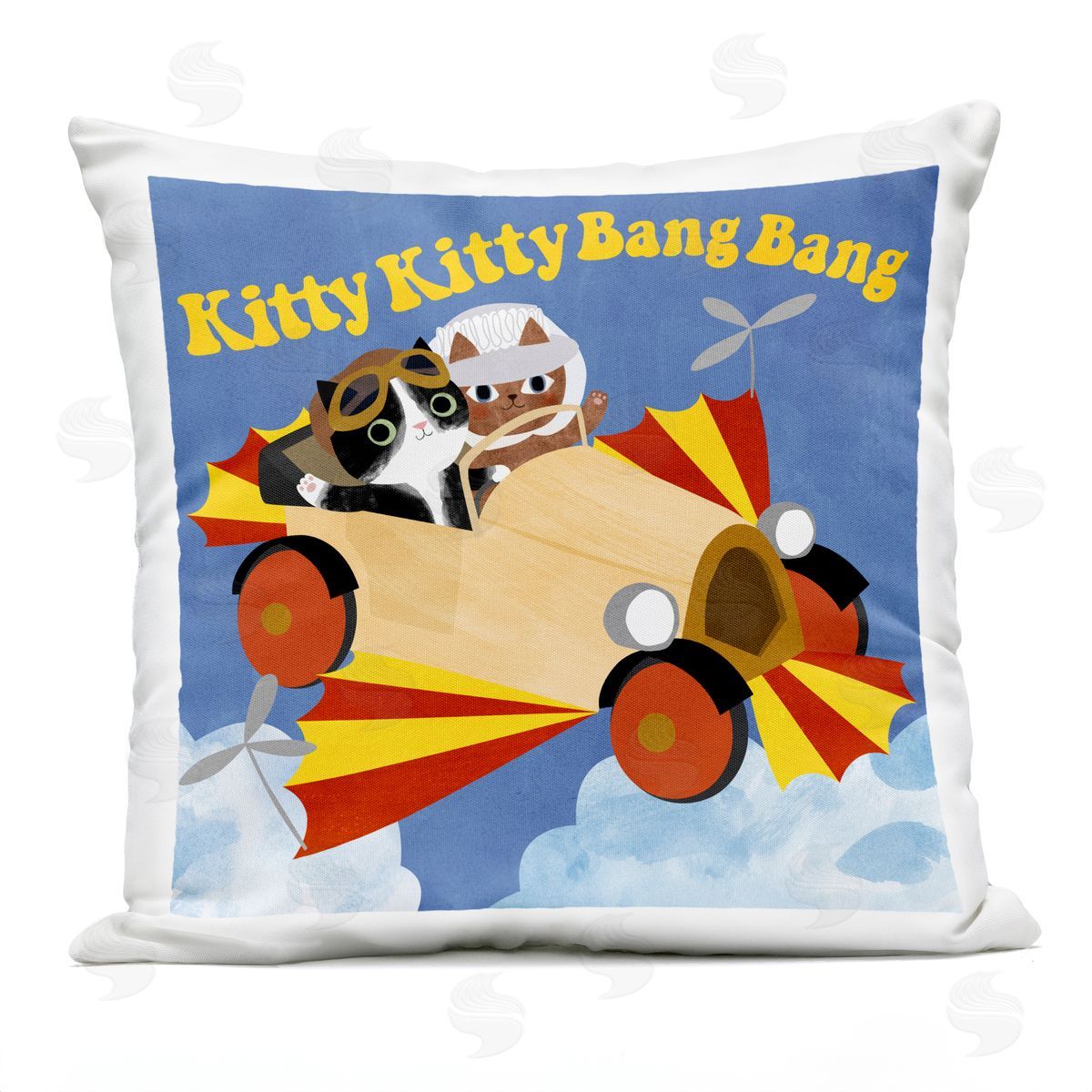 Planet Cat by Angie Rozelaar Funny Pilot Cats Movie Parody Plush Polyester Art Print Pillow
