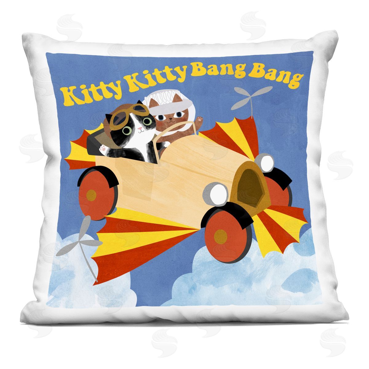 Planet Cat by Angie Rozelaar Funny Pilot Cats Movie Parody Plush Polyester Art Print Pillow