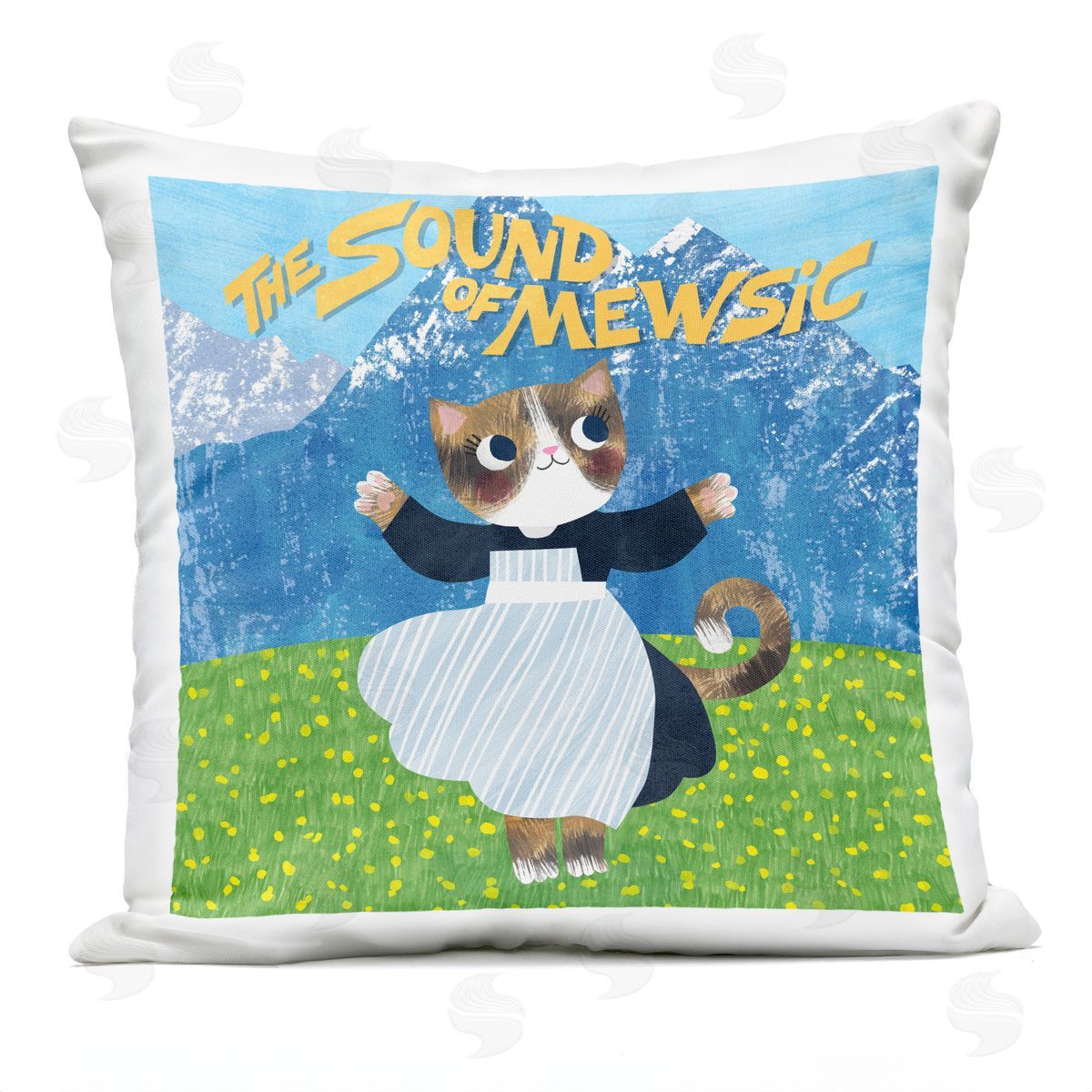 Planet Cat by Angie Rozelaar Sound Of Mewsic Cat Parody Plush Polyester Art Print Pillow