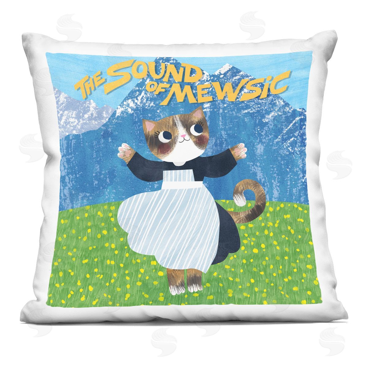 Planet Cat by Angie Rozelaar Sound Of Mewsic Cat Parody Plush Polyester Art Print Pillow