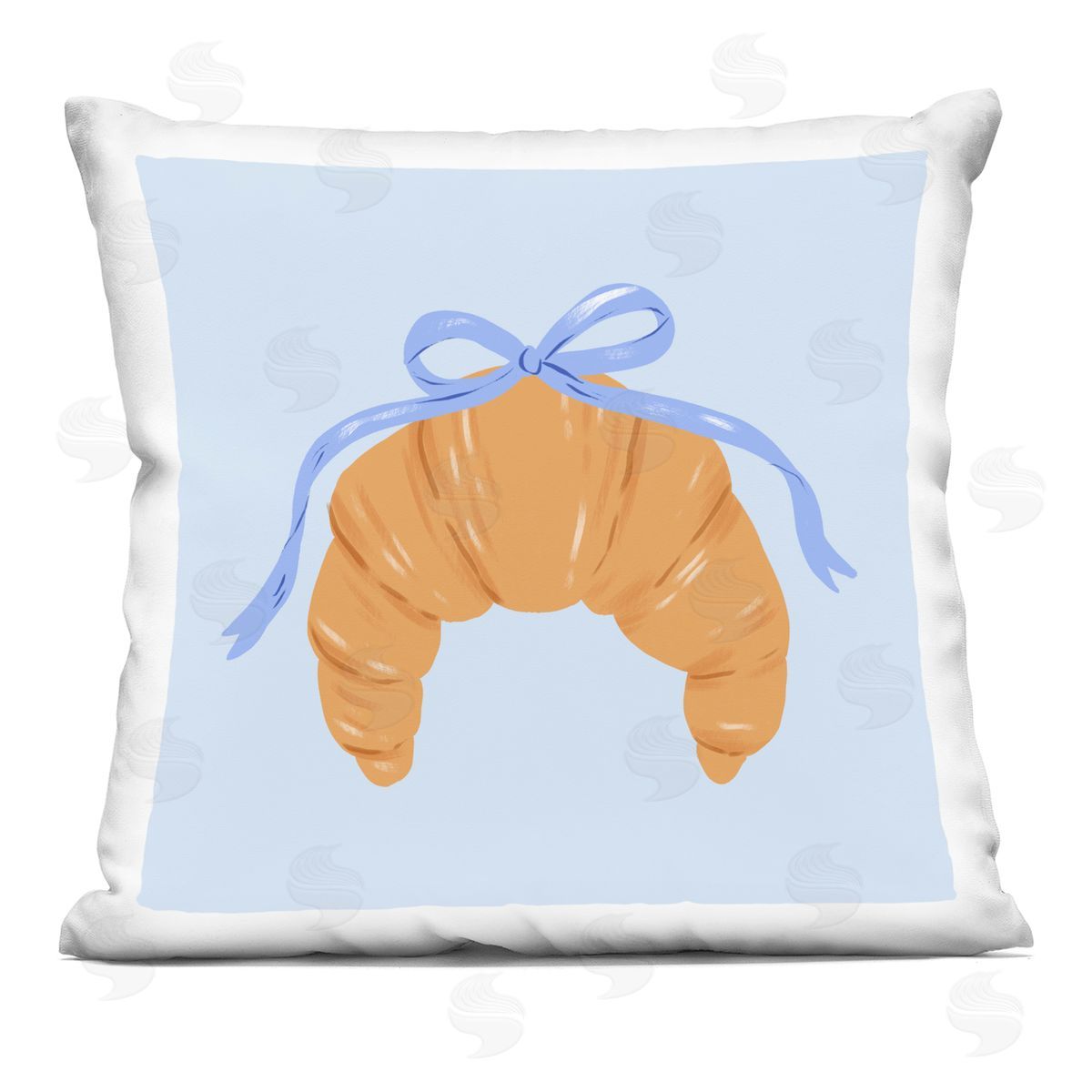 Krissy Mast Blue Bow Croissant Plush Polyester Art Print Pillow