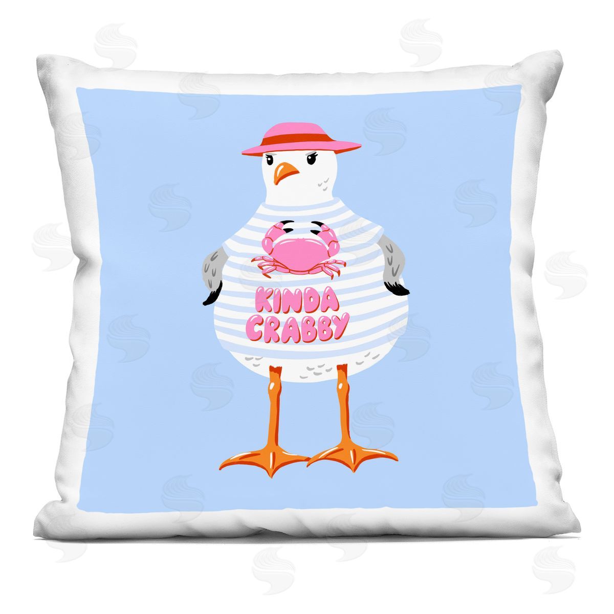 Bex Morley Design Sassy Seagull Kinda Crabby Plush Polyester Art Print Pillow