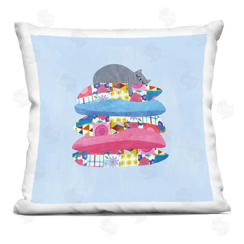 Planet Cat by Angie Rozelaar | Cozy Sleeping Cat on Pillows