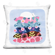Planet Cat by Angie Rozelaar | Sleepy Cat on Patterned Pillows