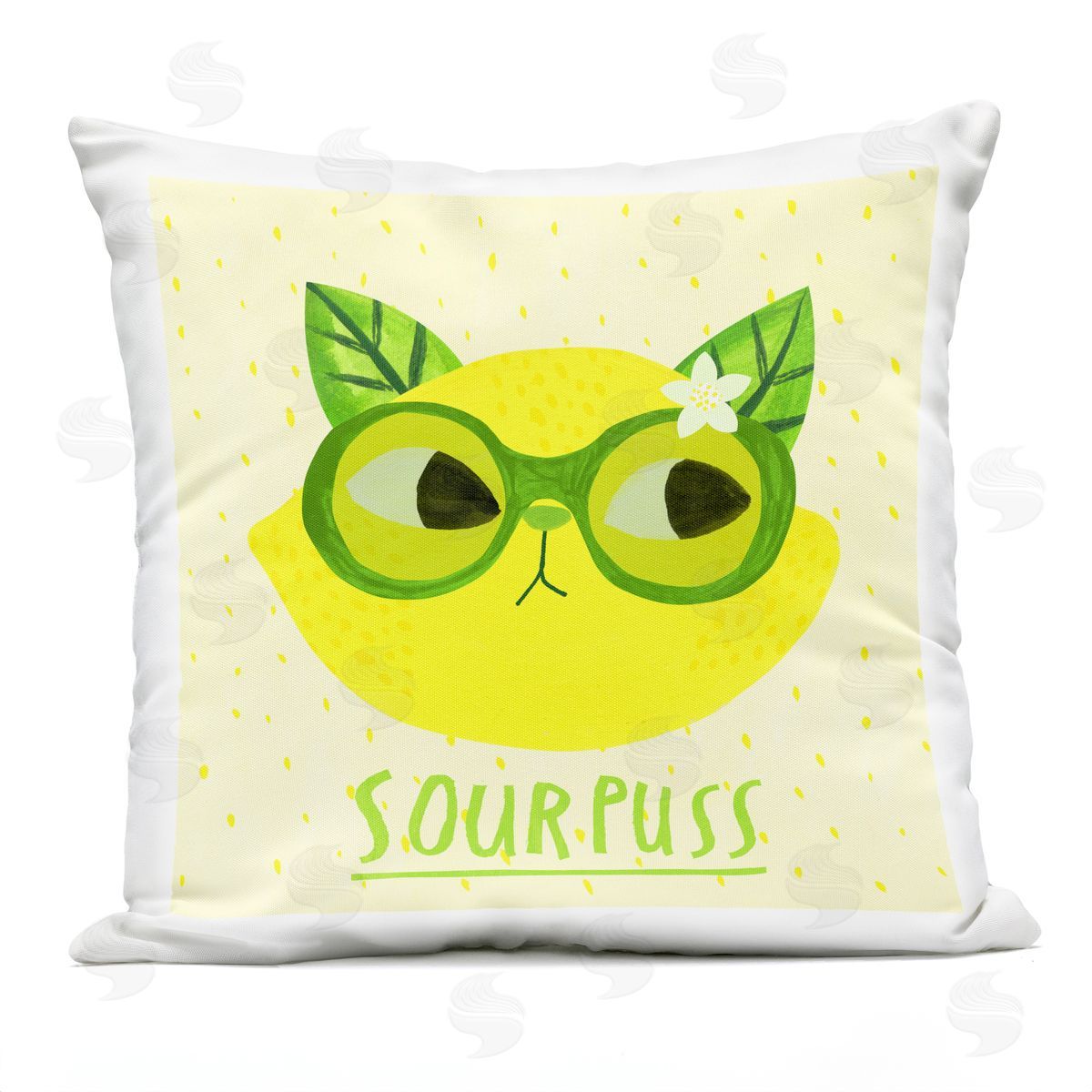 Planet Cat by Angie Rozelaar Sourpuss Lemon Cat Plush Polyester Art Print Pillow