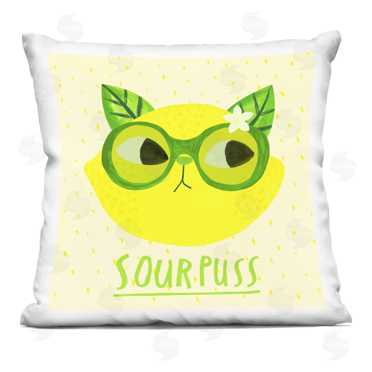 Planet Cat by Angie Rozelaar Sourpuss Lemon Cat Plush Polyester Art Print Pillow