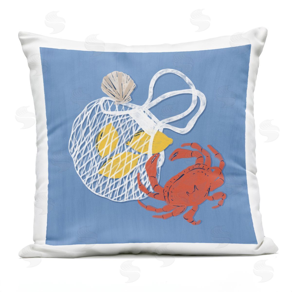 Krissy Mast Nautical Crab & Lemons Plush Polyester Art Print Pillow