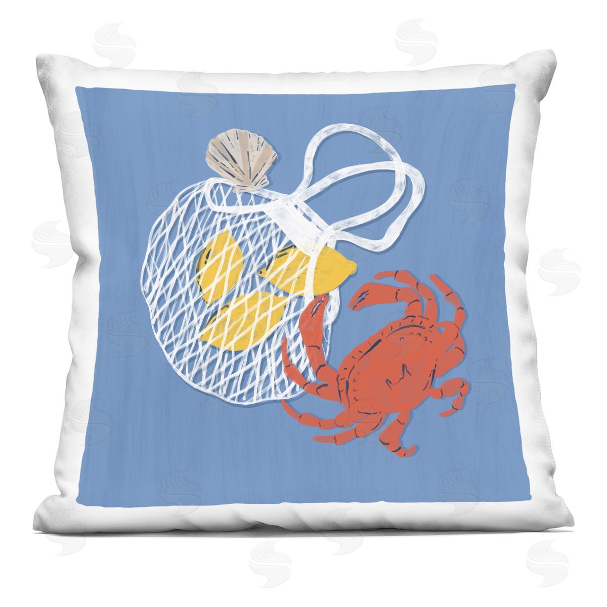 Krissy Mast Nautical Crab & Lemons Plush Polyester Art Print Pillow