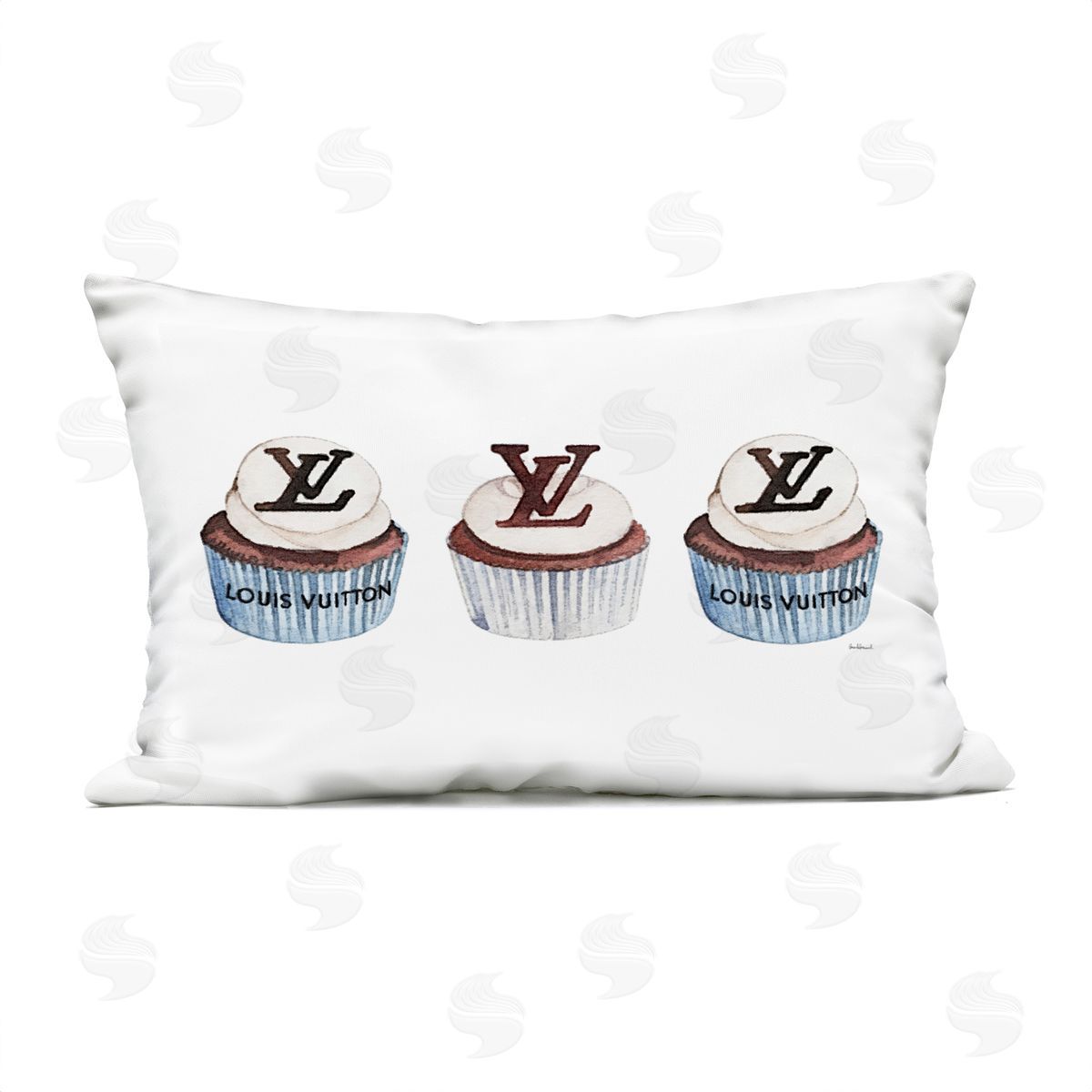 Amanda Greenwood Luxury Bakery Cupcake Trio Plush Polyester Art Print Pillow