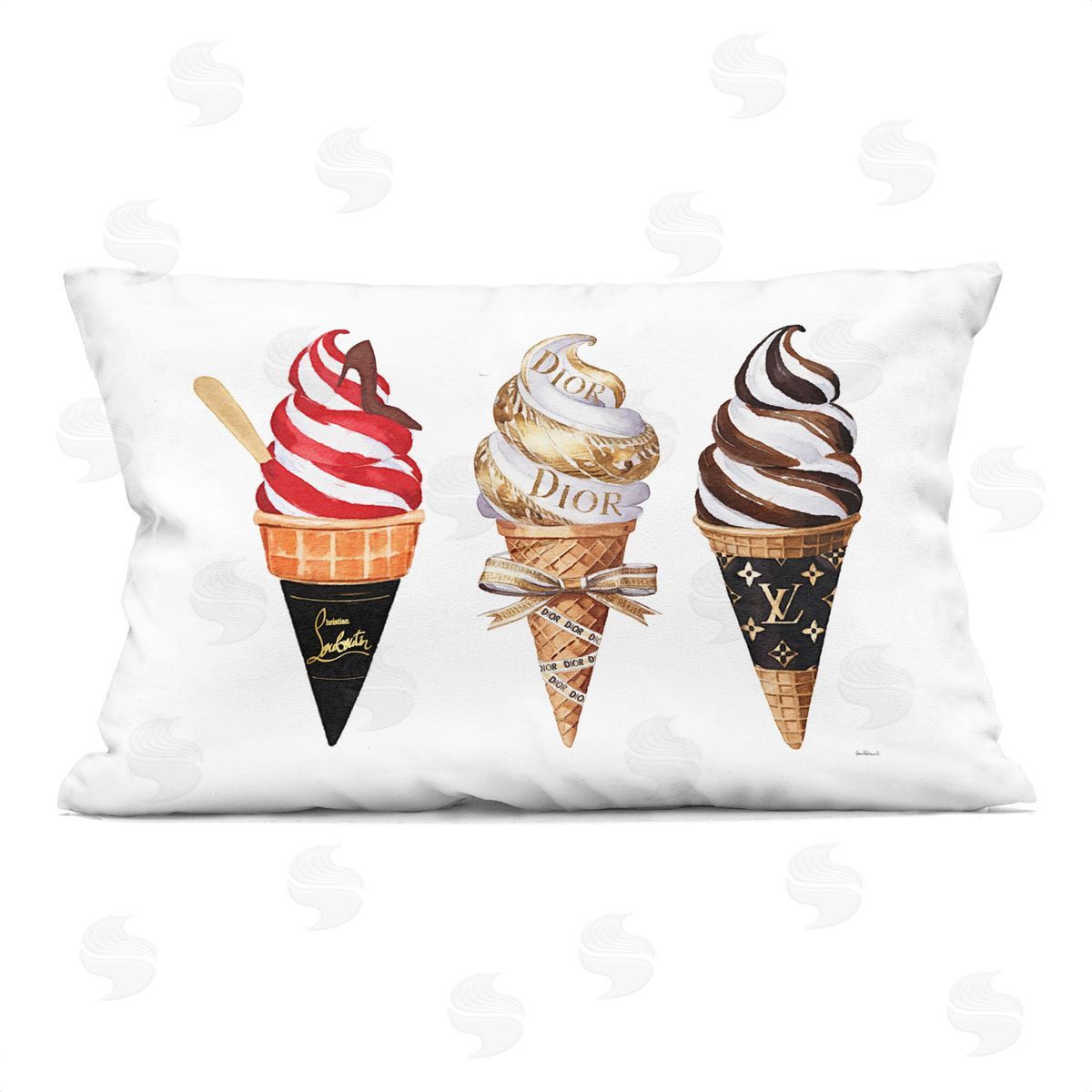 Amanda Greenwood Swirled Glam Ice Cream Plush Polyester Art Print Pillow