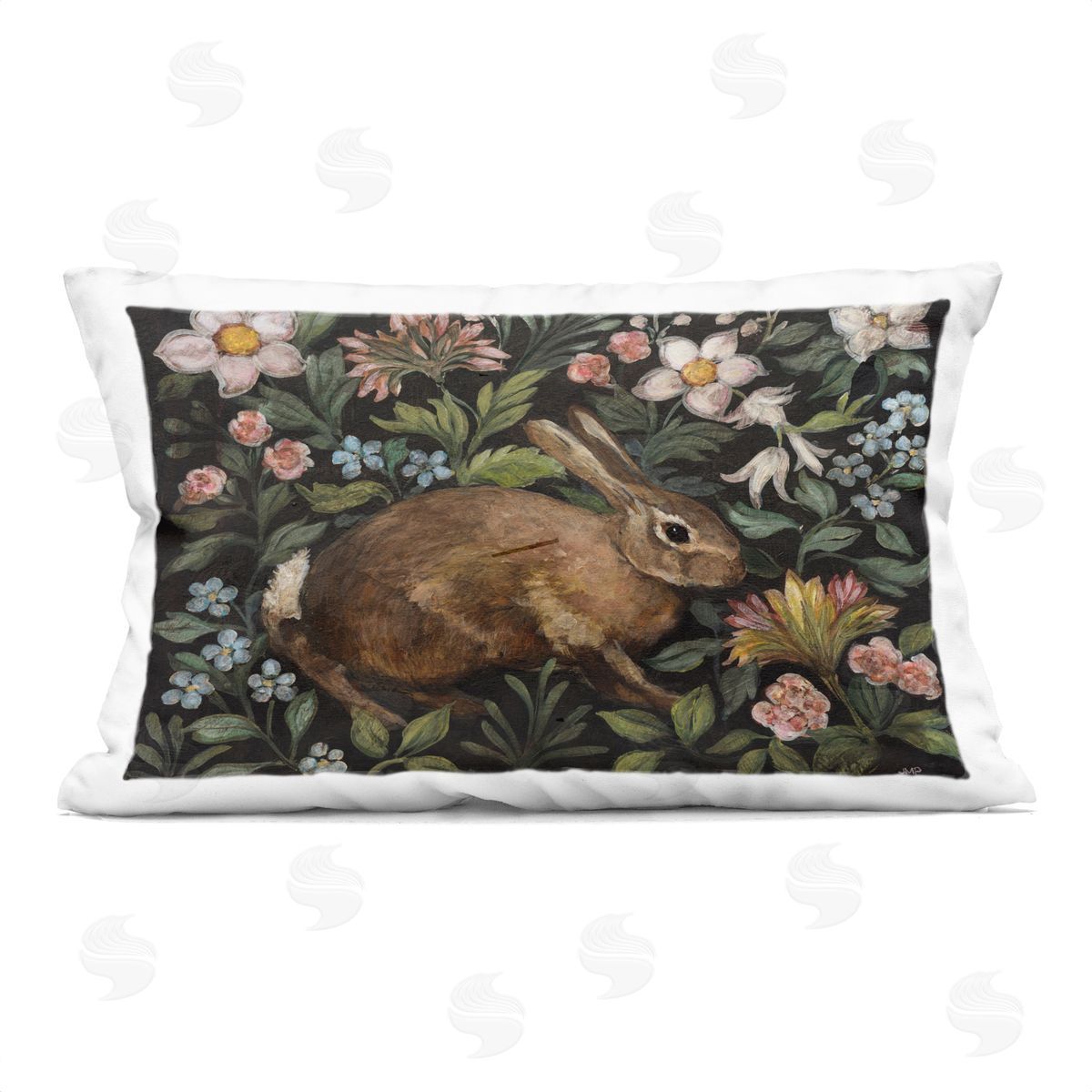 Julia Purinton Flora And Fauna Rabbit Plush Polyester Art Print Pillow