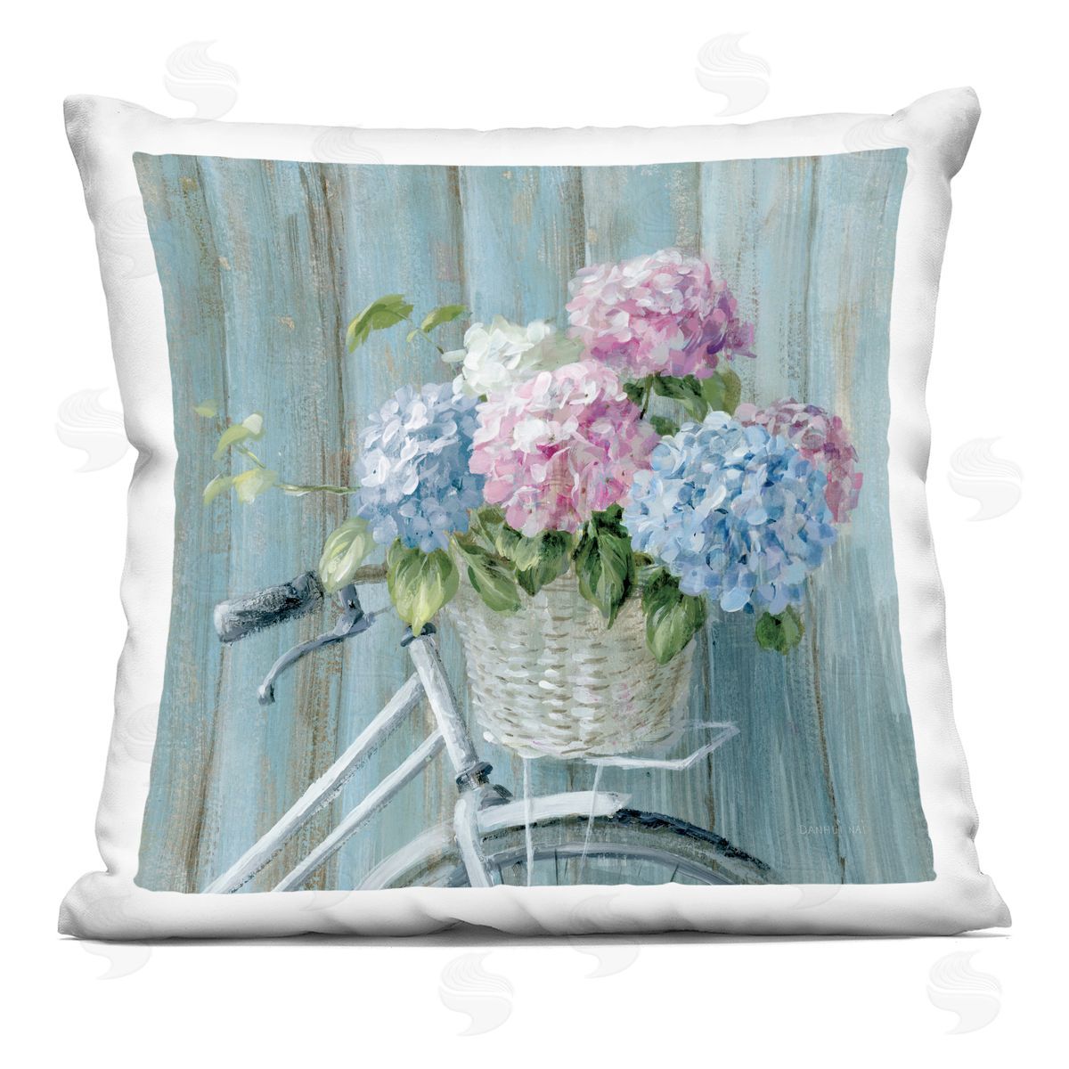 Danhui Nai Cape Cod Bicycle Flowers Plush Polyester Art Print Pillow