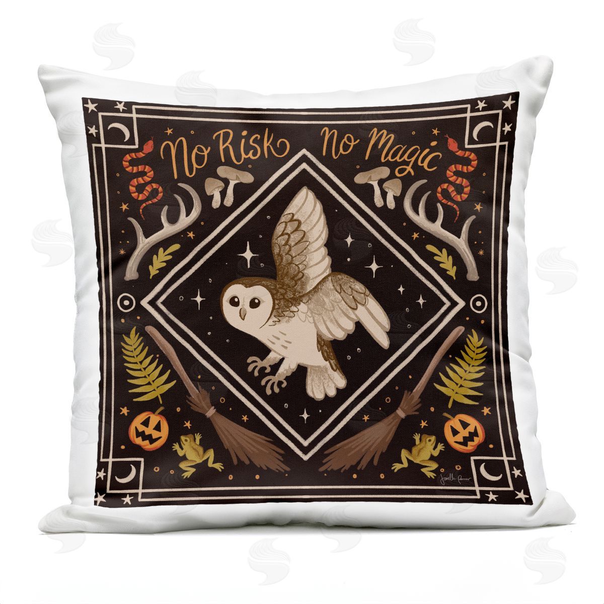 Janelle Penner No Risks or Magic Owl Plush Polyester Art Print Pillow