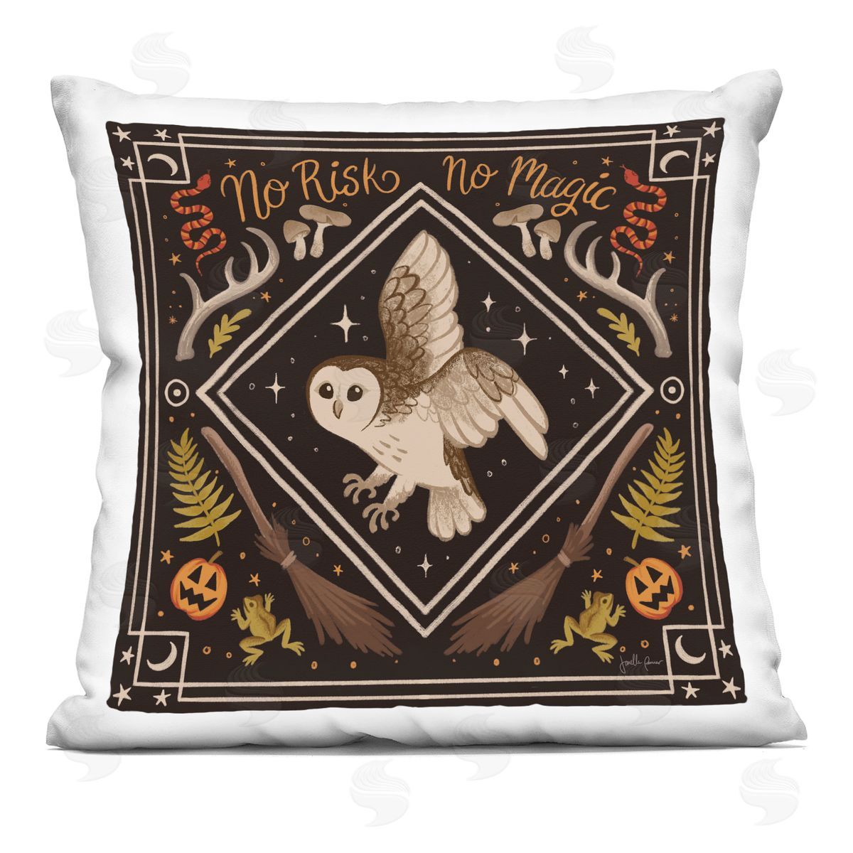 Janelle Penner No Risks or Magic Owl Plush Polyester Art Print Pillow